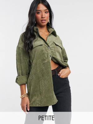 Vero Moda Petite Cord Jacket In Khaki