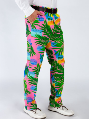 The Waves Before Babes | Tropical Palm Pattern Suit Pants
