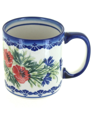 Blue Rose Polish Pottery Cherry Red Bouquet Coffee Mug