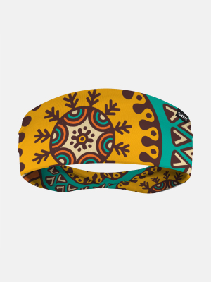 Floral Mandala Yellow Brown Headband