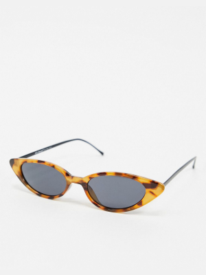 Aj Morgan Slim Cat's-eye Sunglasses In Brown Tort