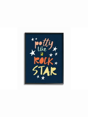 11"x1.5"x14" Potty Like A Rock Star Typography Framed Giclee Texturized Art - Stupell Industries