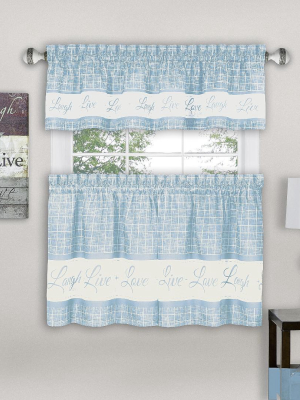 Goodgram Gingham Check Live~laugh~love 3 Pc Kitchen Curtain Set