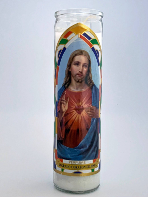 Jar Candle Sagrado Corazon De Jesus White Vanilla - Continental Candle