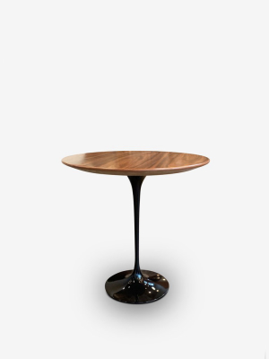 Eero Saarinen Small Round Table With Rosewood Top & Black Base By Knoll