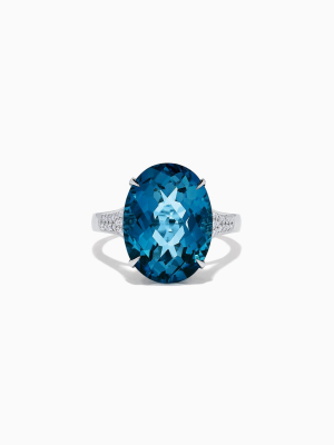 Effy Ocean Bleu 14k Gold London Blue Topaz And Diamond Ring, 11.39 Tcw