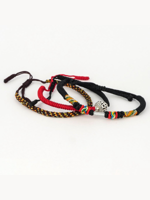 Jean Claude Tibetan Lucky Knots Multi-colored Set Of 3 Bracelets