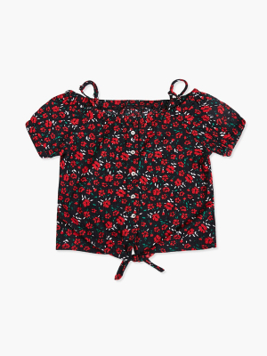 Girls Floral Self-tie Top (kids)