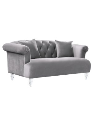 Armen Living Elegance Contemporary Loveseat Velvet Gray