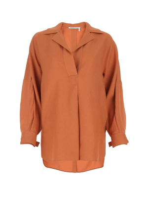 Agnona Belted Sleeve Collared Blouse