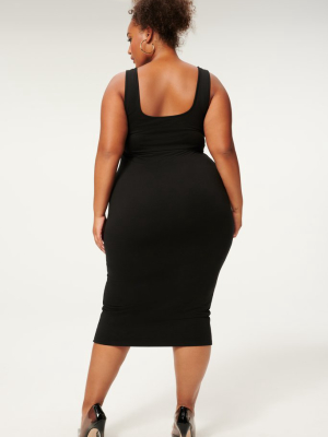 Scoop Neck Midi Dress | Black001