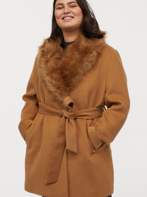 H&m+ Faux Fur-collared Coat