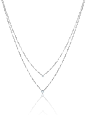 14kt White Gold Diamond Double Layer Dahlia Necklace