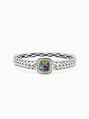 Effy 925 Sterling Silver & 18k Gold Accent Multi Gemstone Bangle, 1.59 Tcw