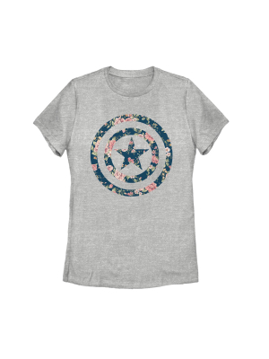 Women's Marvel Captain America Floral Print T-shirt