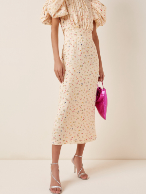 Dawn Floral Puff-sleeve Midi Dress