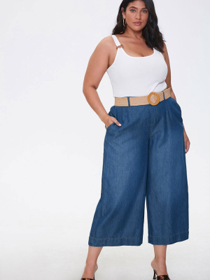 Plus Size Cropped Wide-leg Jeans