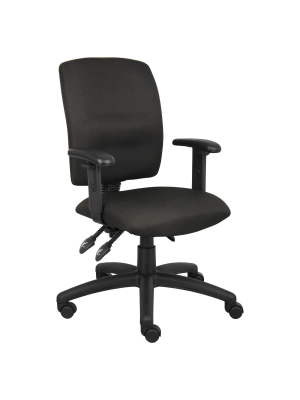 Multi-function Fabric Task Chair With Adjustable Arms Black - Boss Office Products