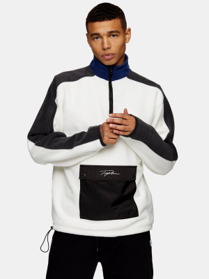 Signature Ecru Funnel Neck Fleece Sweatshirt