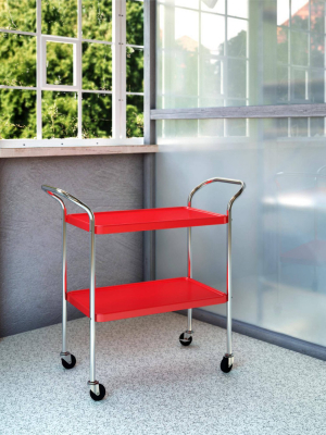 2 Tier Serving Cart Red/silver - Room & Joy