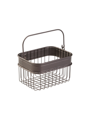 Mdesign Small Metal Kitchen Food Storage Organizer Basket With Handle - Bronze