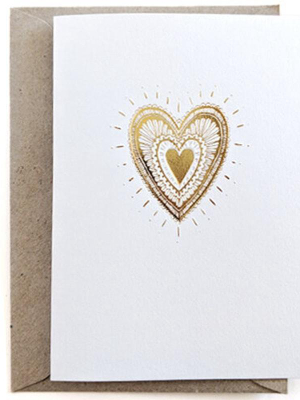 Embossed Gold Foil Heart Greeting Card