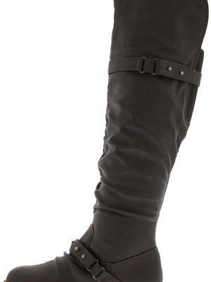 Step22 Brown Slouchy Over The Knee Riding Boot