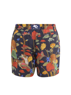 Etro Lily Print Drawstring Swim Trunks