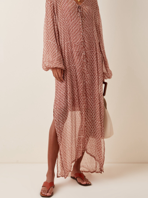 Lea Printed Silk Maxi Coverup Dress