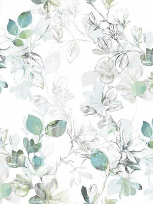 Arbor Vine Wallpaper In Blue And Green From The Impressionist Collection By York Wallcoverings