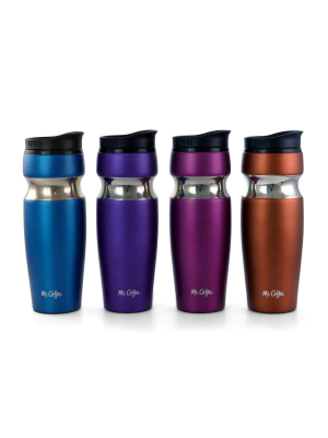 Mr. Coffee Kendrick 4 Piece 10oz Stainless Steel Travel Water Bottles In Assorted Colors