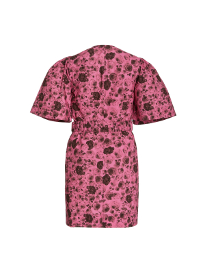 Belted Floral Cotton-poplin Mini Dress