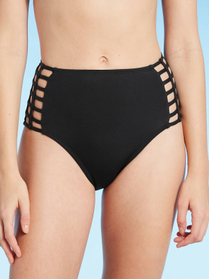 Women's Caged High Waist Bikini Bottom - Shade & Shore™ Black