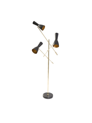 Wormhole 3 Arm Floor Lamp - Black & Gold