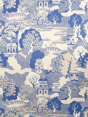 Sample Summer Palace Wallpaper In Blue And Beige Color By Osborne & Little