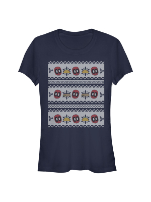 Junior's Marvel Ugly Christmas Deadpool Taco T-shirt