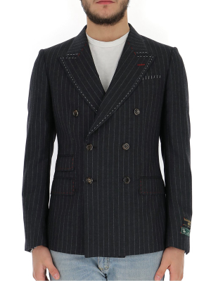 Gucci Pinstriped Stitch Detail Blazer