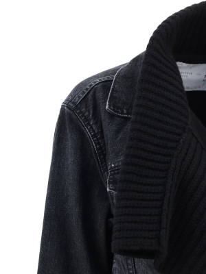 Sacai Shawl Lapel Layered Denim Jacket