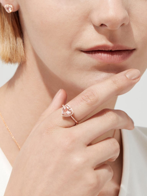 Effy Blush 14k Rose Gold Morganite And Diamond Heart Ring, 1.93 Tcw