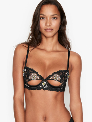 Luxe Lingerie Unlined Embroidered Cutout Demi Bra In Floral Embroidered