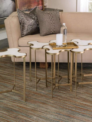 Global Views Link Bunching Table Gold With White Marble Top