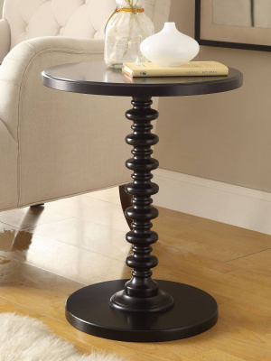 Acton 17" Wide Black Round Pedestal Wood Side Table
