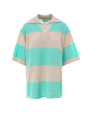 Drôle De Monsieur Knitted Striped Polo Shirt