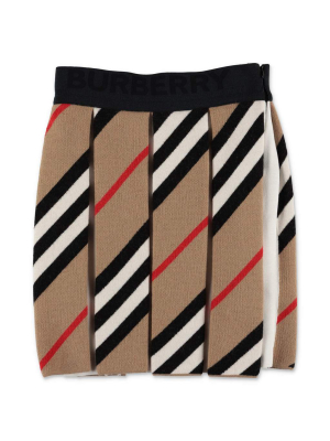 Burberry Kids Icon Stripe Pleated Skirt