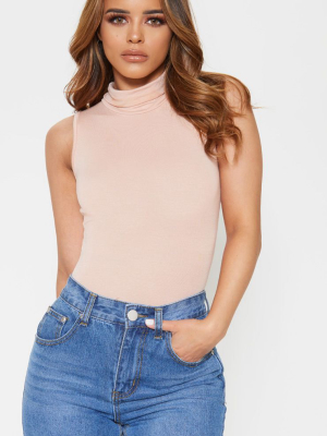 Petite Nude Basic Roll Neck Sleeveless Bodysuit