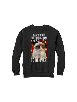 Men's Grumpy Cat Christmas Holidays Over Sweatshirt - Black - Medium