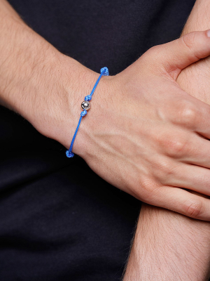 Men's Blue String Bracelet With Silver