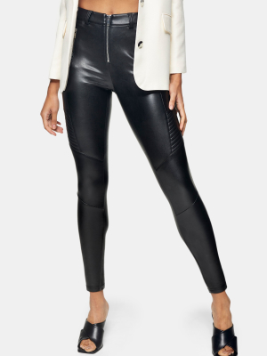 Black Biker Faux Leather Trousers