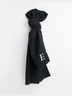 Asos Design Personalized Scarf With Initial E In Black