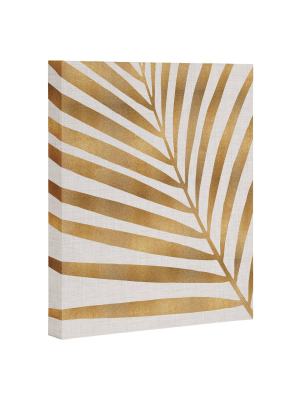 16" X 20" Modern Tropical Metallic Palm Leaf Unframed Wall Canvas Art Gold - Deny Designs